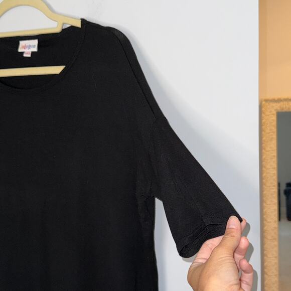 LuLaRoe Womens Irma Tunic Top Size XXS Black Short Sleeve Basic Flowy Stretch - Picture 4 of 7